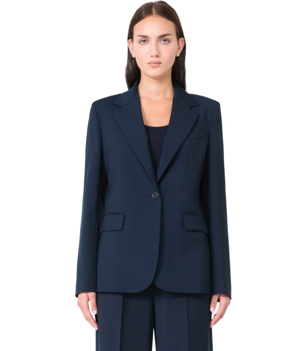 Max Mara Lamine Blue Single-Breasted Blazer