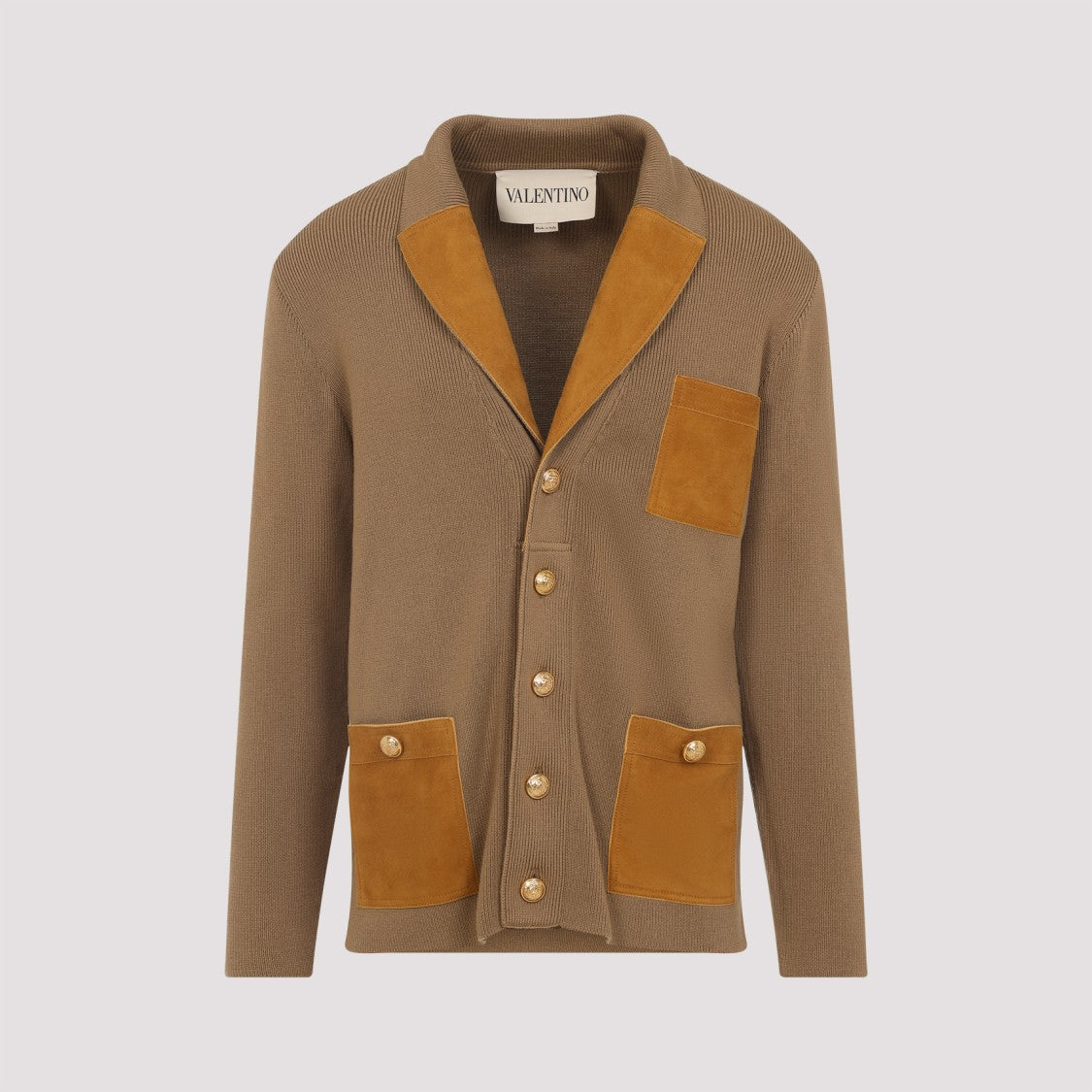 Valentino Light Brown Virgin Wool Cardigan