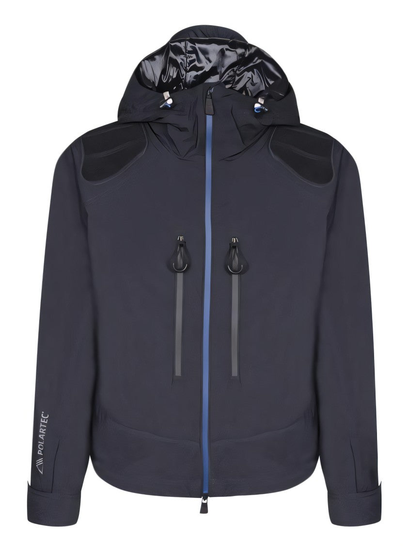 Moncler Hooded Black Jacket With Breathable Mesh Panels