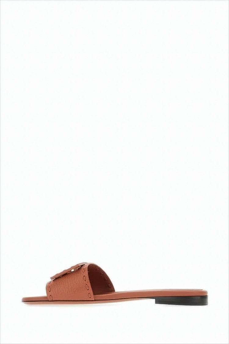 Fendi Textured Calf Leather Mule With Cut-Out Logo Buckle