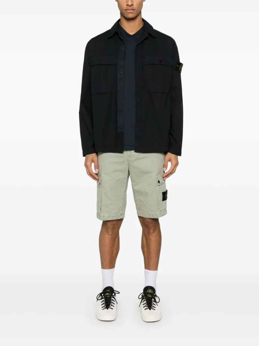 Stone Island Compass-Patch Navy Blue V-Neck T-Shirt