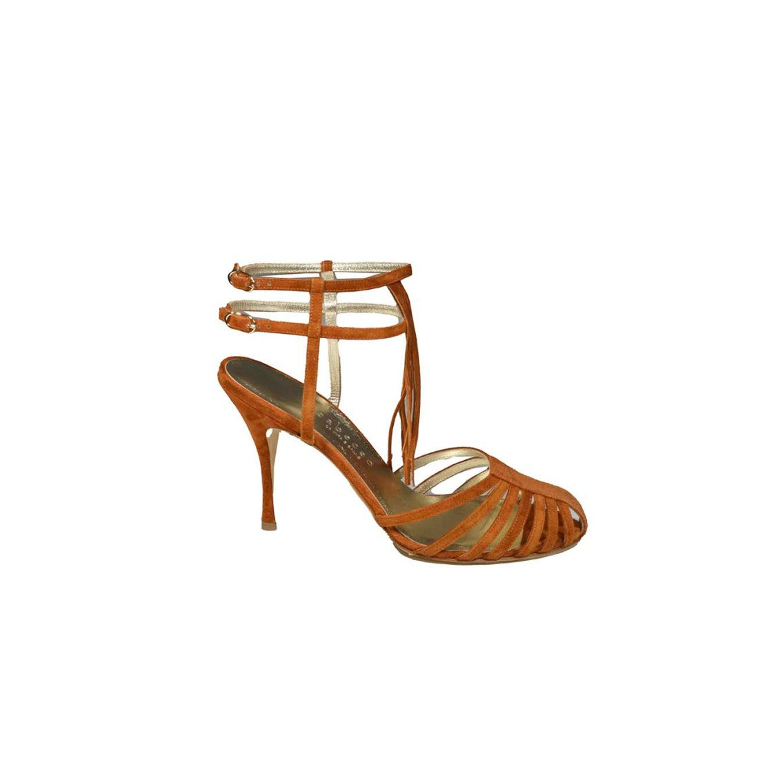 Cabeceo Cage Design Suede Leather High-Heeled Sandals