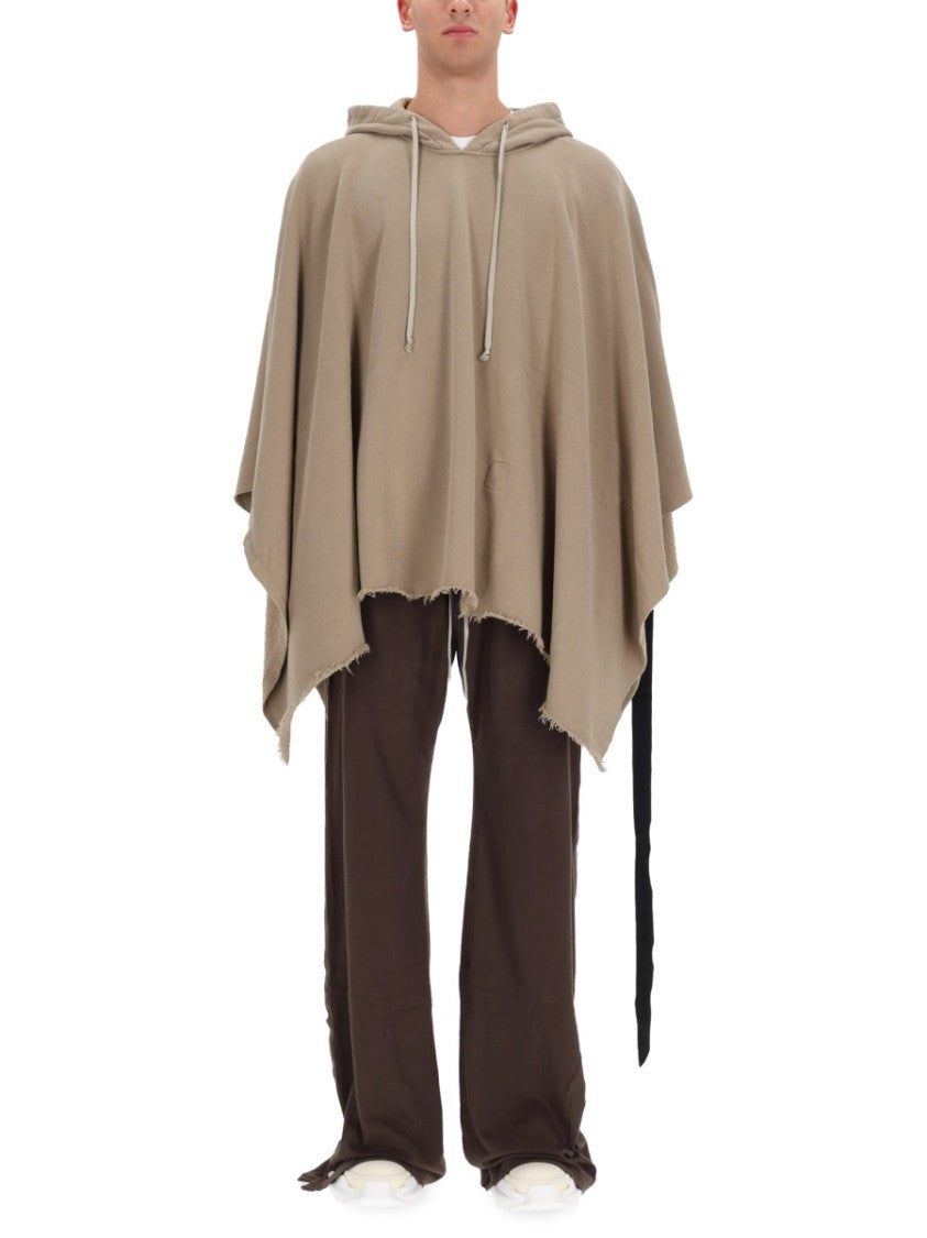 Drkshdw By Rick Owens Hooded Cotton Poncho Coat