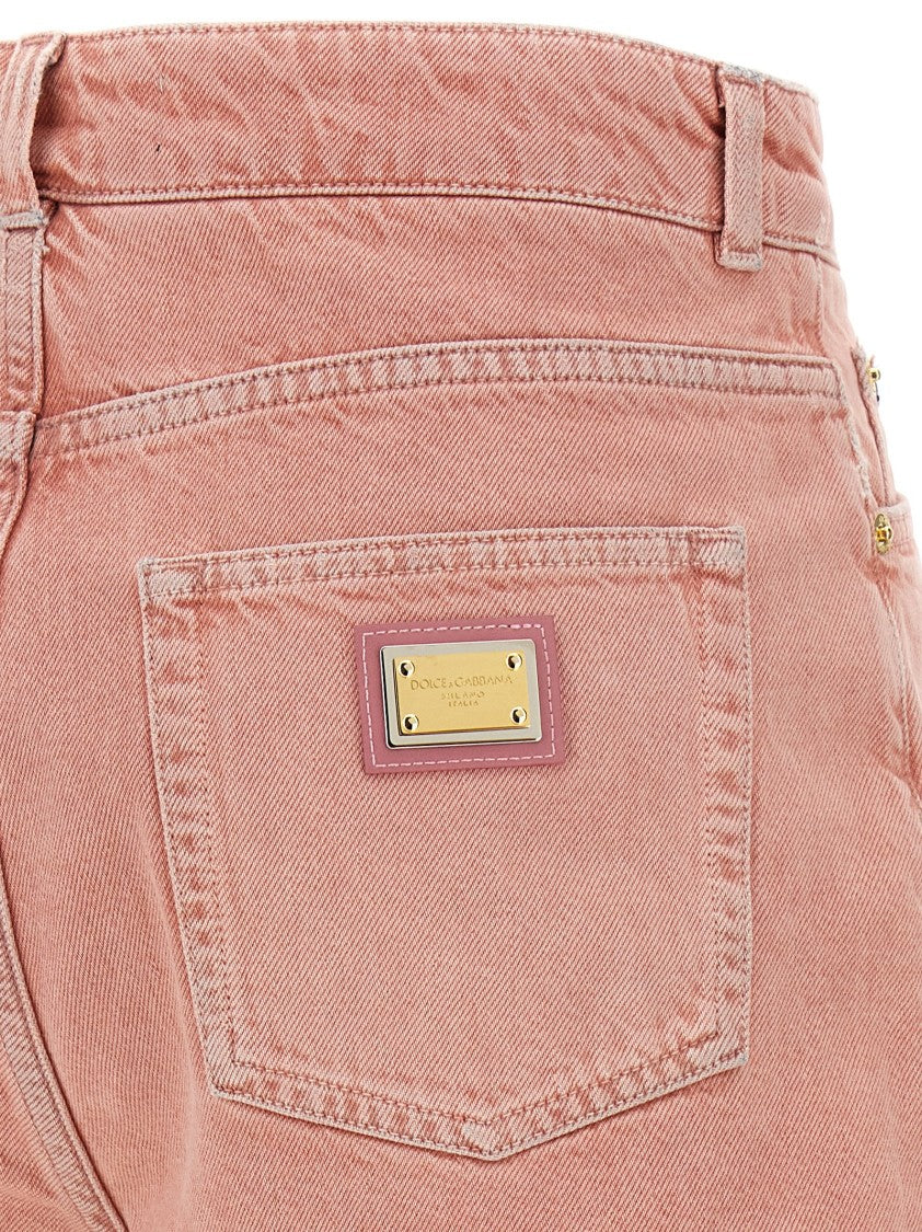 Dolce & Gabbana Garment-Dyed High Waist Denim Shorts