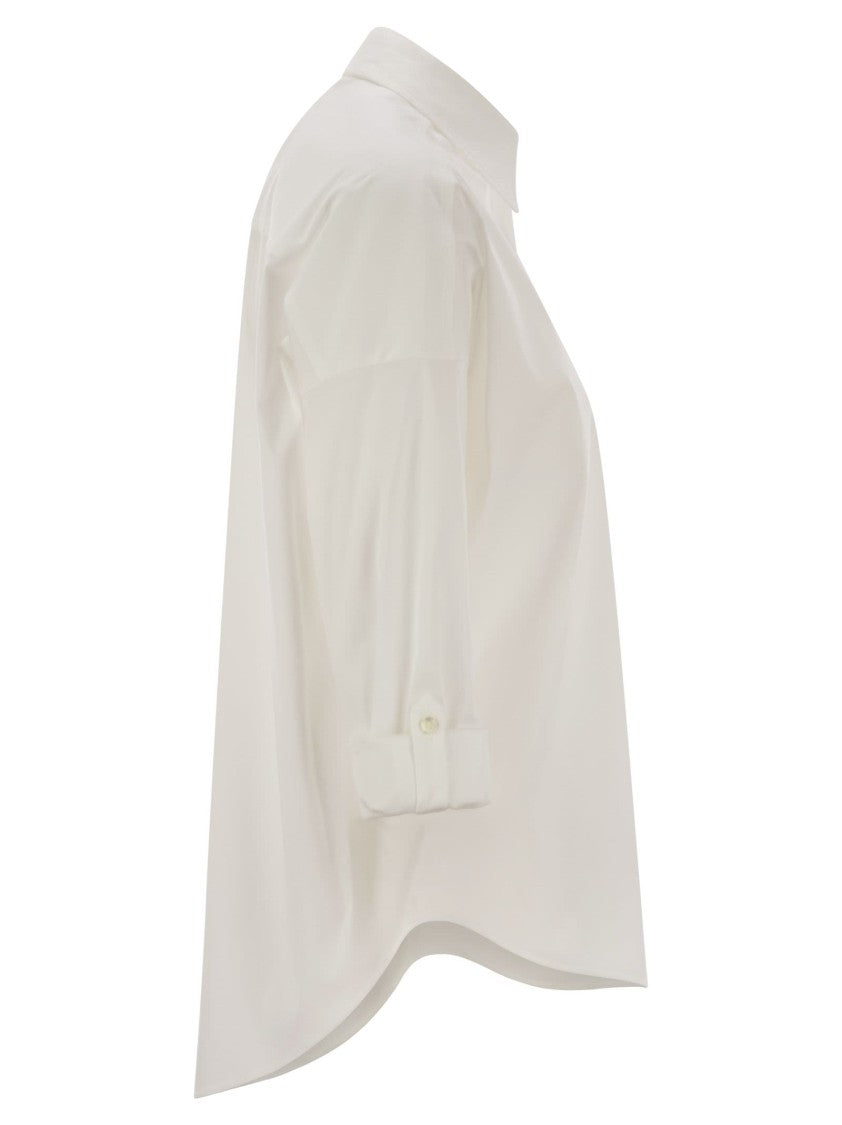 Brunello Cucinelli Stretch Cotton Poplin Shirt With Shiny Trim