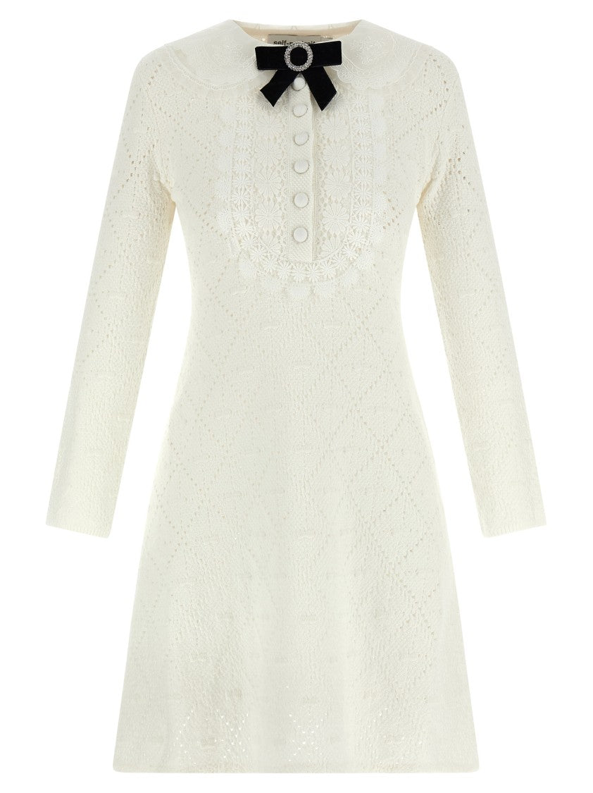 Self-Portrait Intricate Openwork Mini Dress