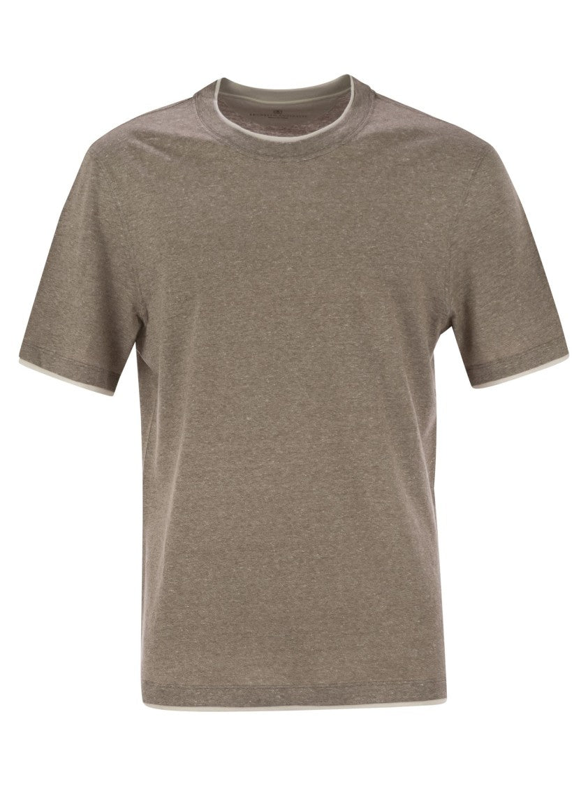 Brunello Cucinelli Crew-Neck T-Shirt In Linen