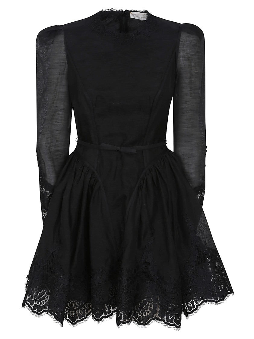 Zimmermann Lace-Trimmed Silk And Linen Minidress