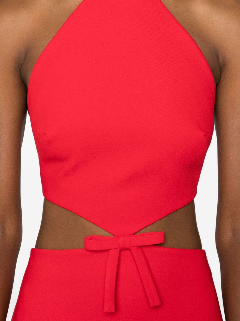 Casablanca Halter Neck Red Dress With Fitted Bodice