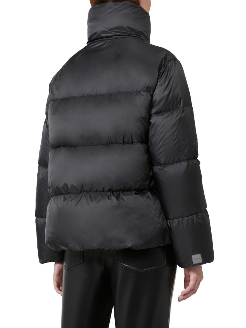 Max Mara Cropped Boxy Black Puffer Jacket With High Collar