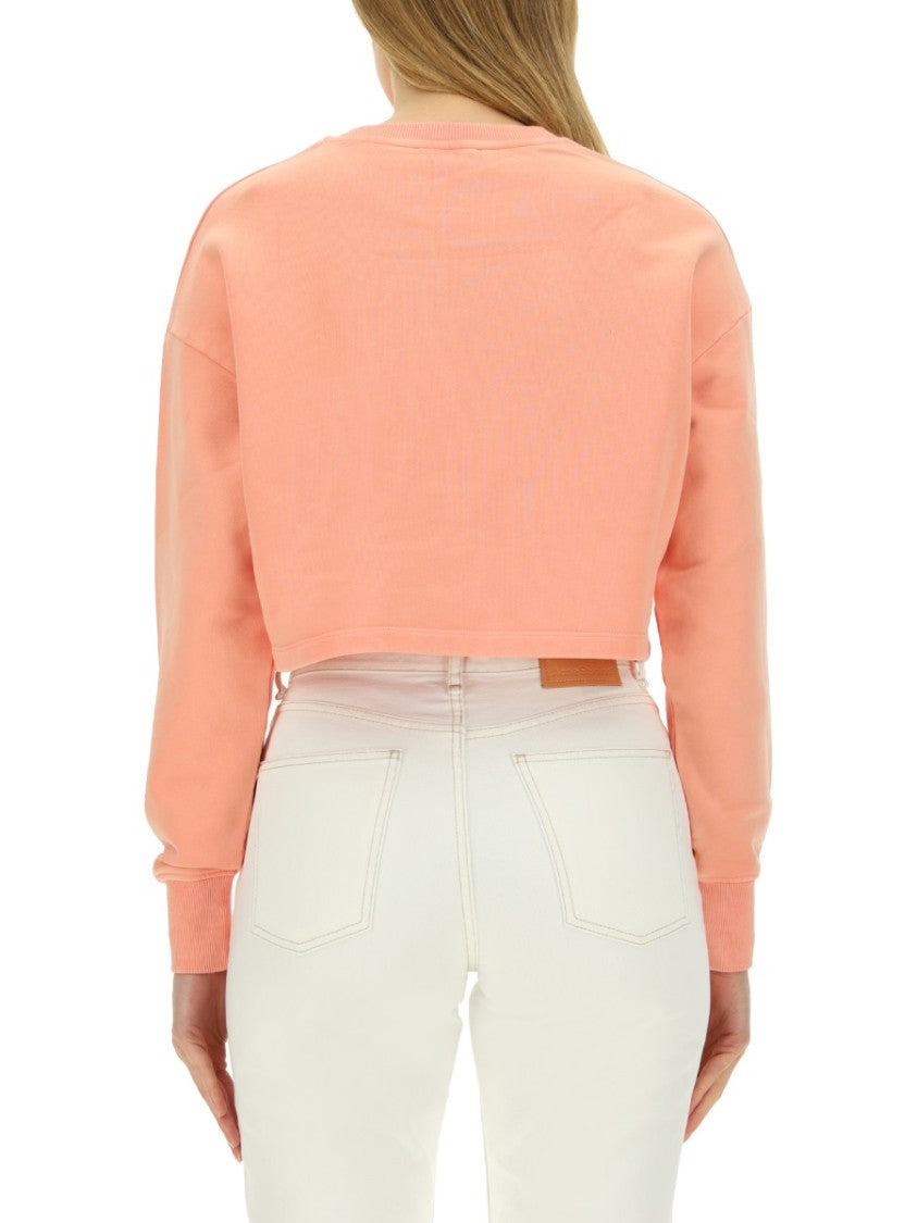 Balmain Cropped Fit Sweatshirt With Embossed Logo