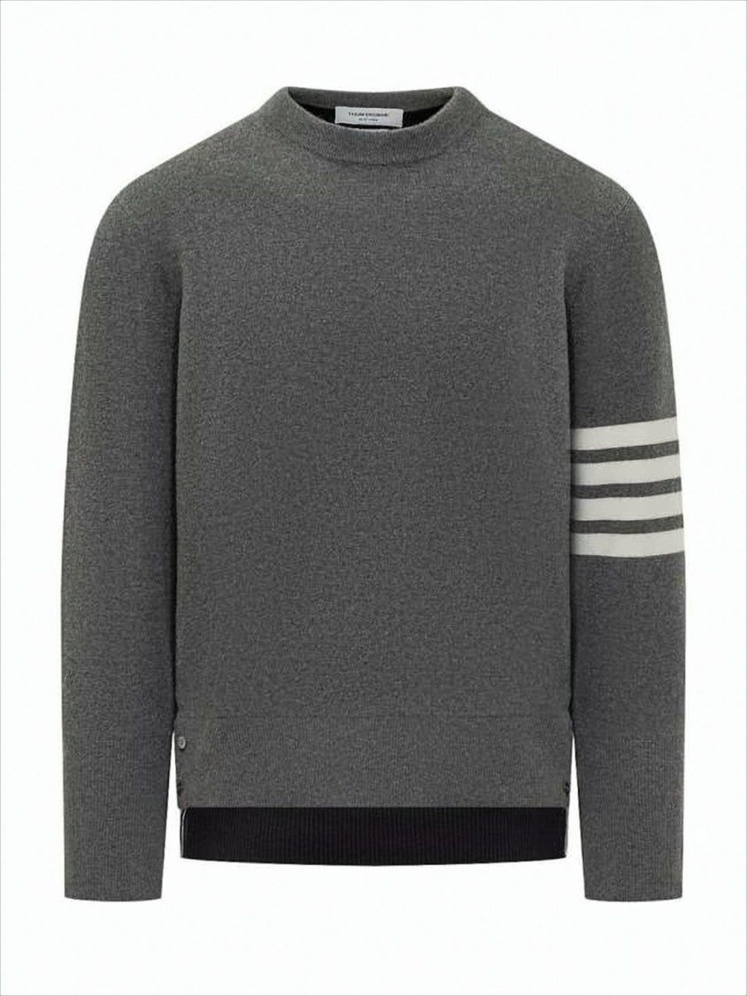 Thom Browne Textured Knit Sweater With Signature Stripes
