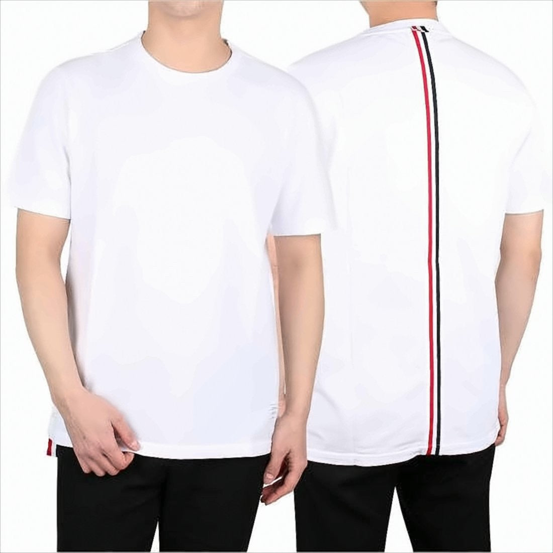 Thom Browne White Short-Sleeve T-Shirt With Distinctive Stripe Detail