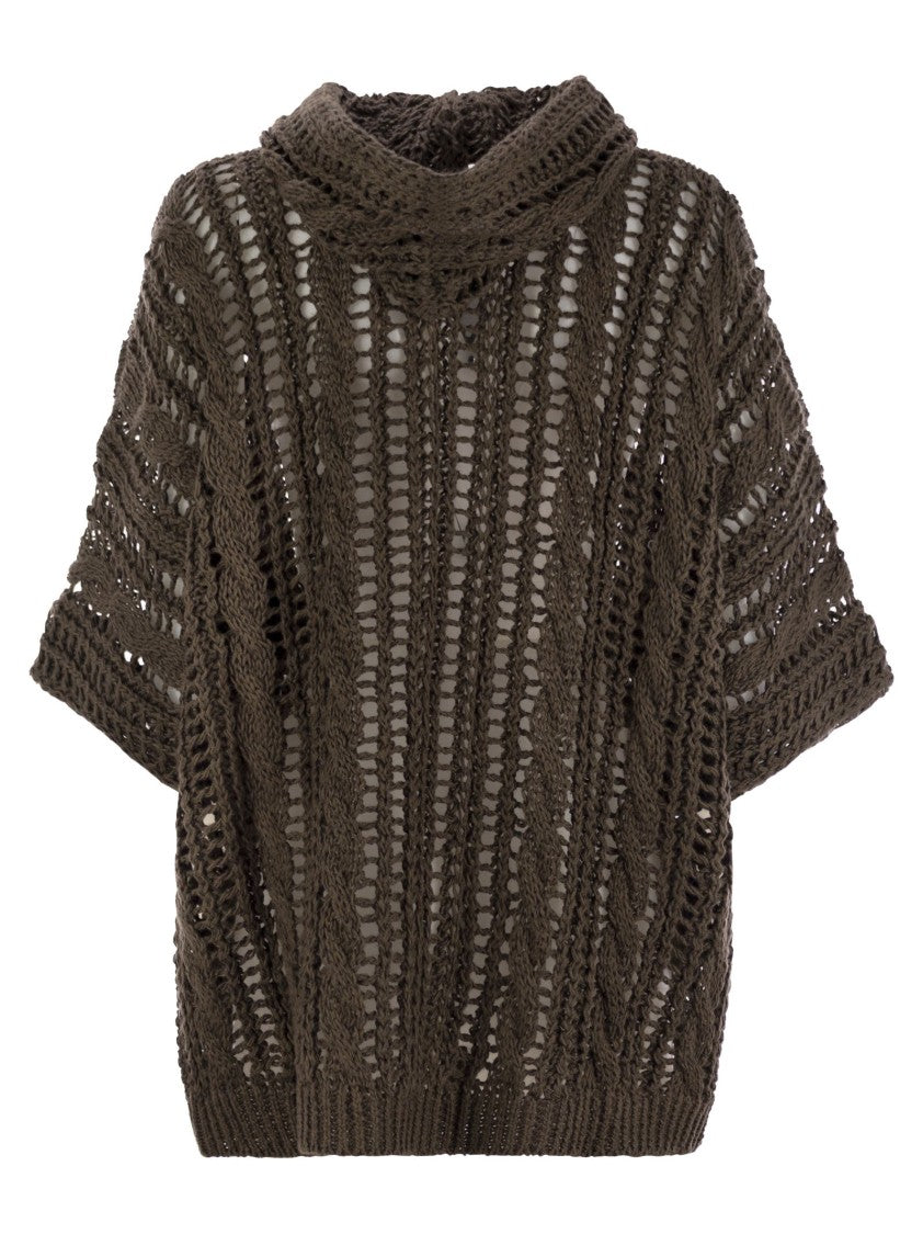 Brunello Cucinelli Cable & Mesh Jute And Cotton Cardigan