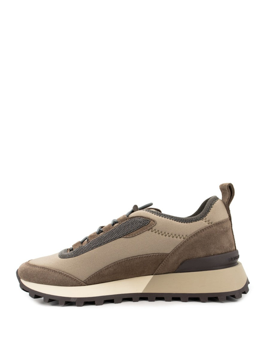 Brunello Cucinelli Bead-Embellished Suede And Techno Fabric Runners