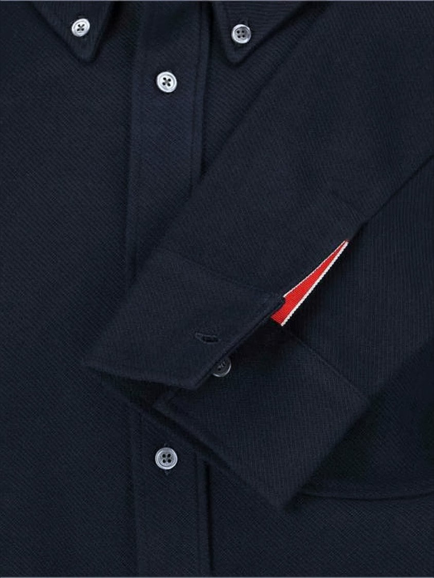 Thom Browne Striking Long-Sleeve Button-Down Shirt With Structured Silhouette