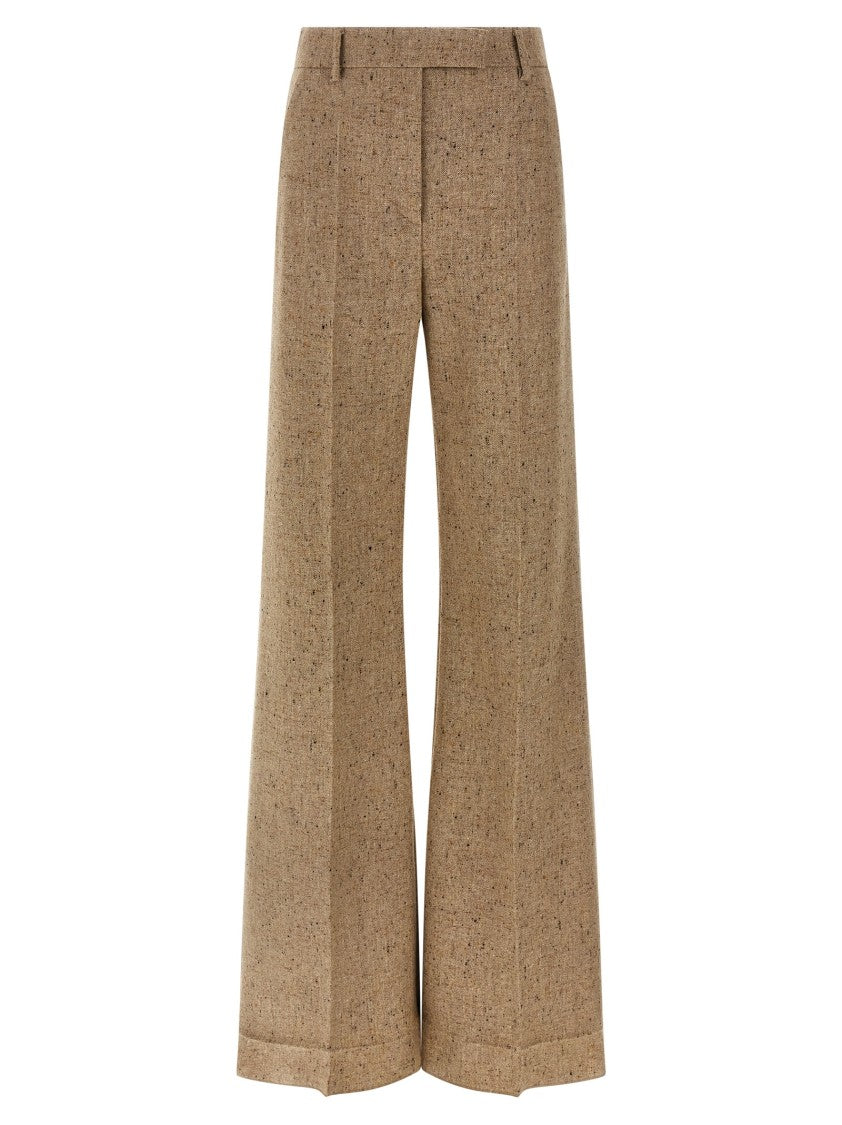 Valentino Garavani Brown Virgin Wool Wide-Leg Trousers With Natte' Button