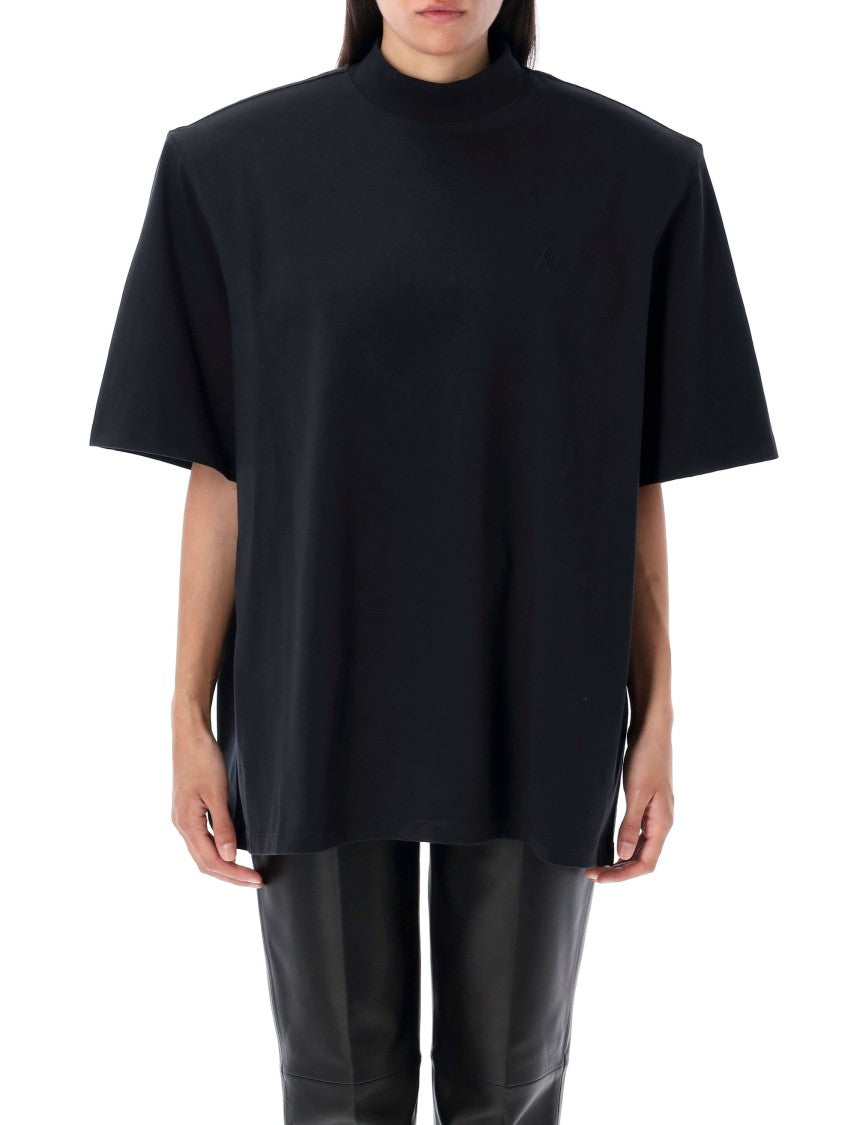The Attico Oversized Black T-Shirt With High Neckline