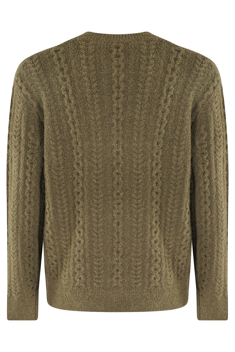 Paolo Pecora Textured Cable Knit Sweater In Olive Green