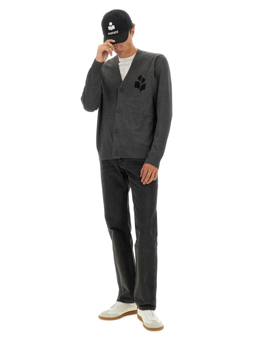 Isabel Marant Relaxed-Fit V-Neck Cardigan With Logo Patch