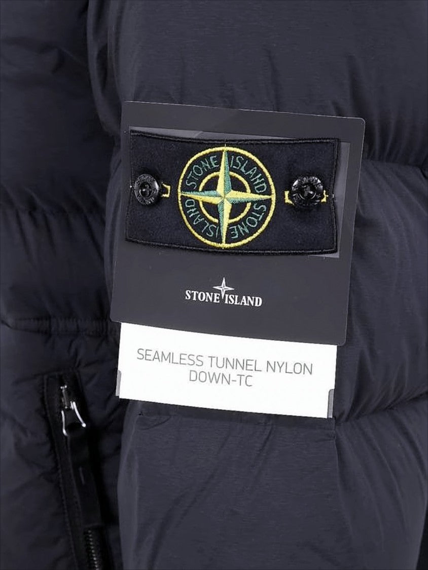 Stone Island Quilted Down Jacket With Ribbed Cuffs And Signature Patch