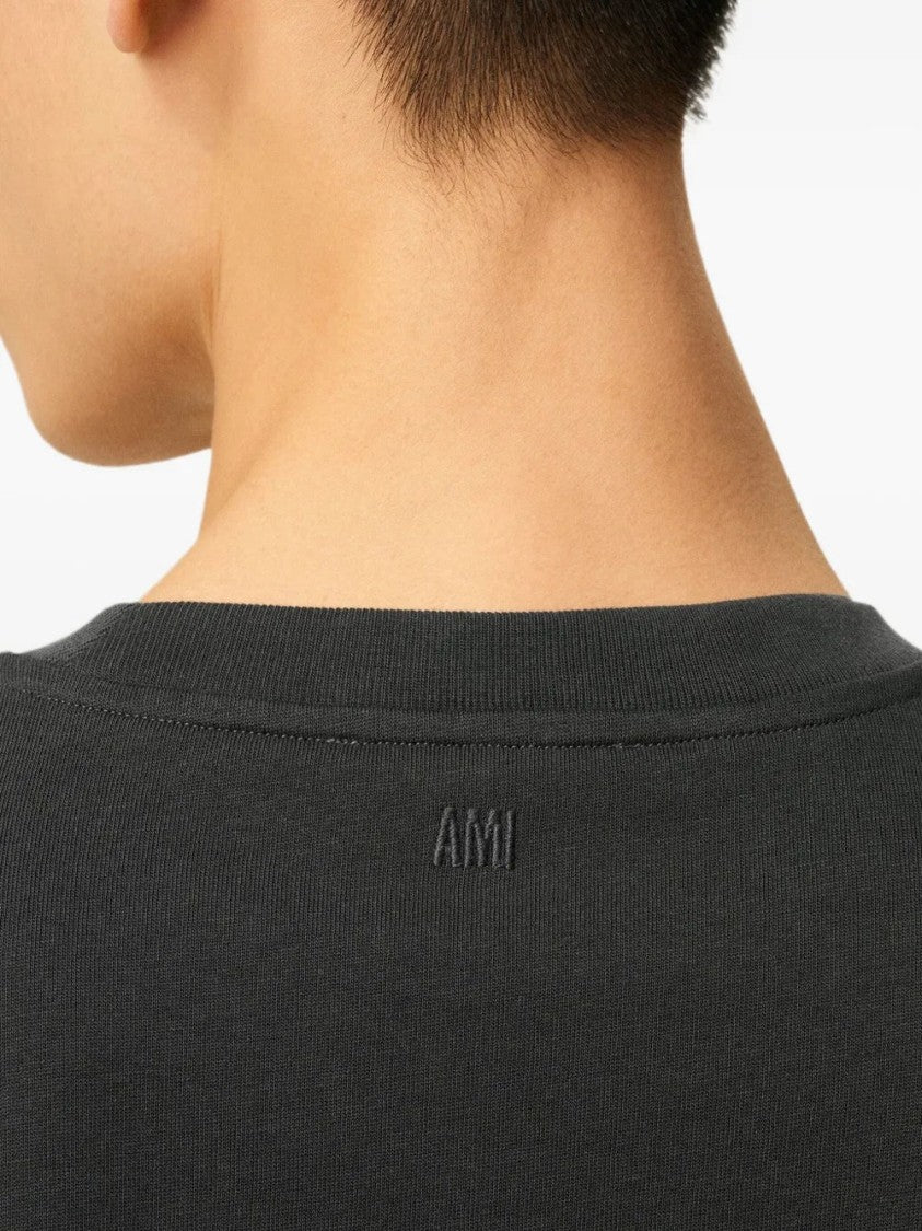 Ami Heart-Embossed Cotton T-Shirt