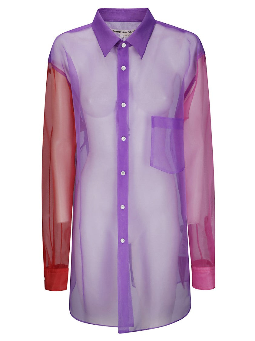 Comme Des Garçons Two-Tone Transparent Taffeta Ladies Blouse
