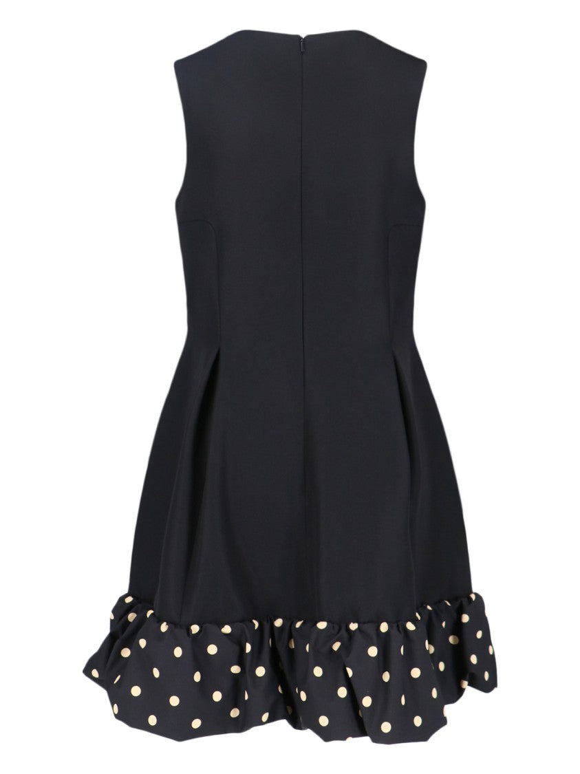 Moschino Polka Dot Midi Dress – Black/Beige