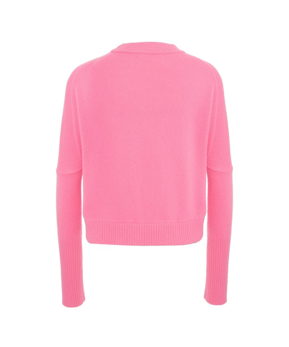 Closed Wool Sweater With Round Neckline And Ribbed Detailing