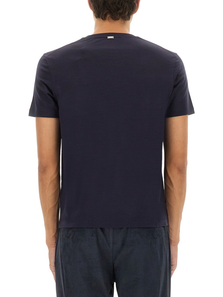 Herno Blue Wool T-Shirt With Fitted Silhouette