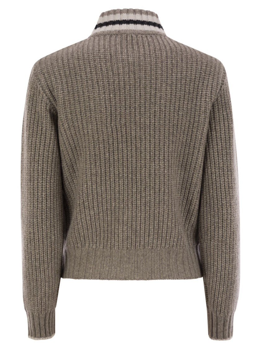 Brunello Cucinelli Cashmere Cardigan With Shiny Trims