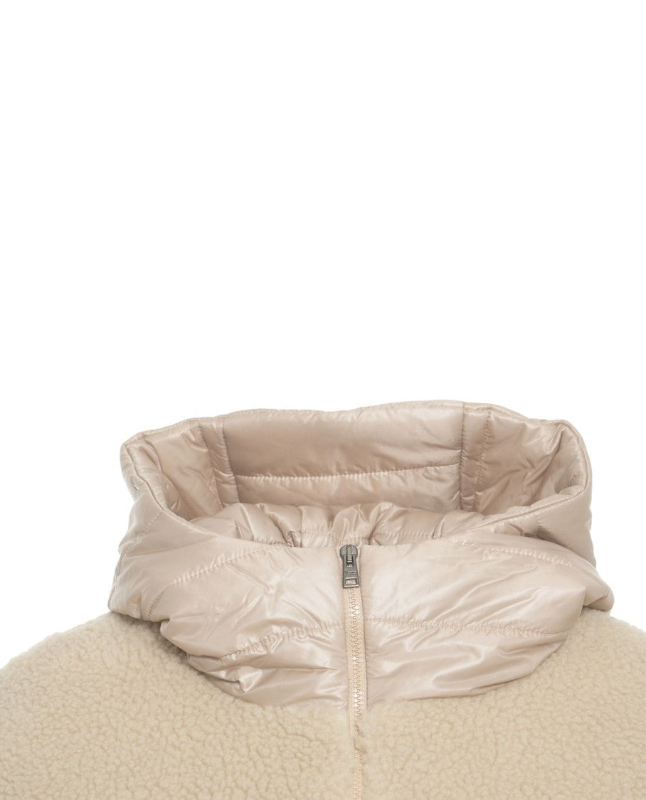 Herno Beige Faux Fur Jacket With Integrated Quilted Hood
