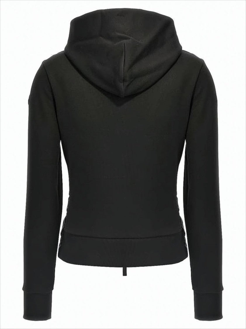 Moncler Quilted Black Training Top With Zip-Up Closure And Hood