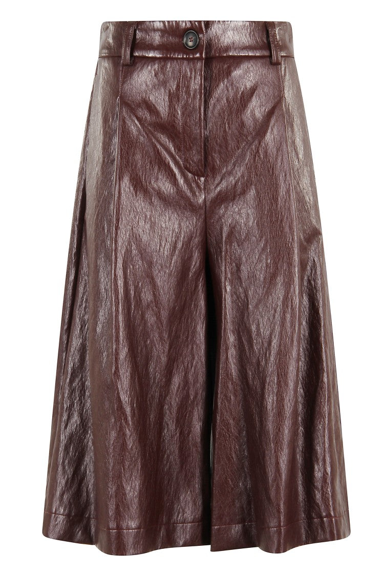Solotre Wide Leg Pants With Pleated Design And Barolo Finish