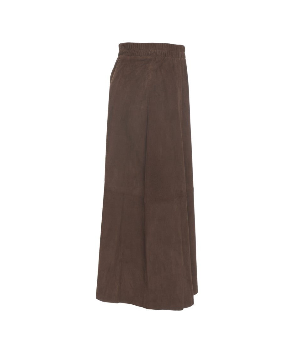 Oakwood Suede Midi Skirt With Vertical Seams