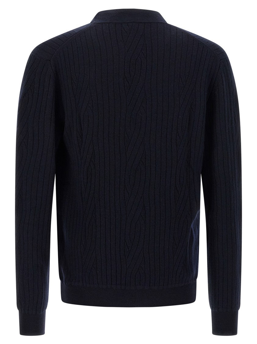 Brioni Ribbed And Braid Cardigan