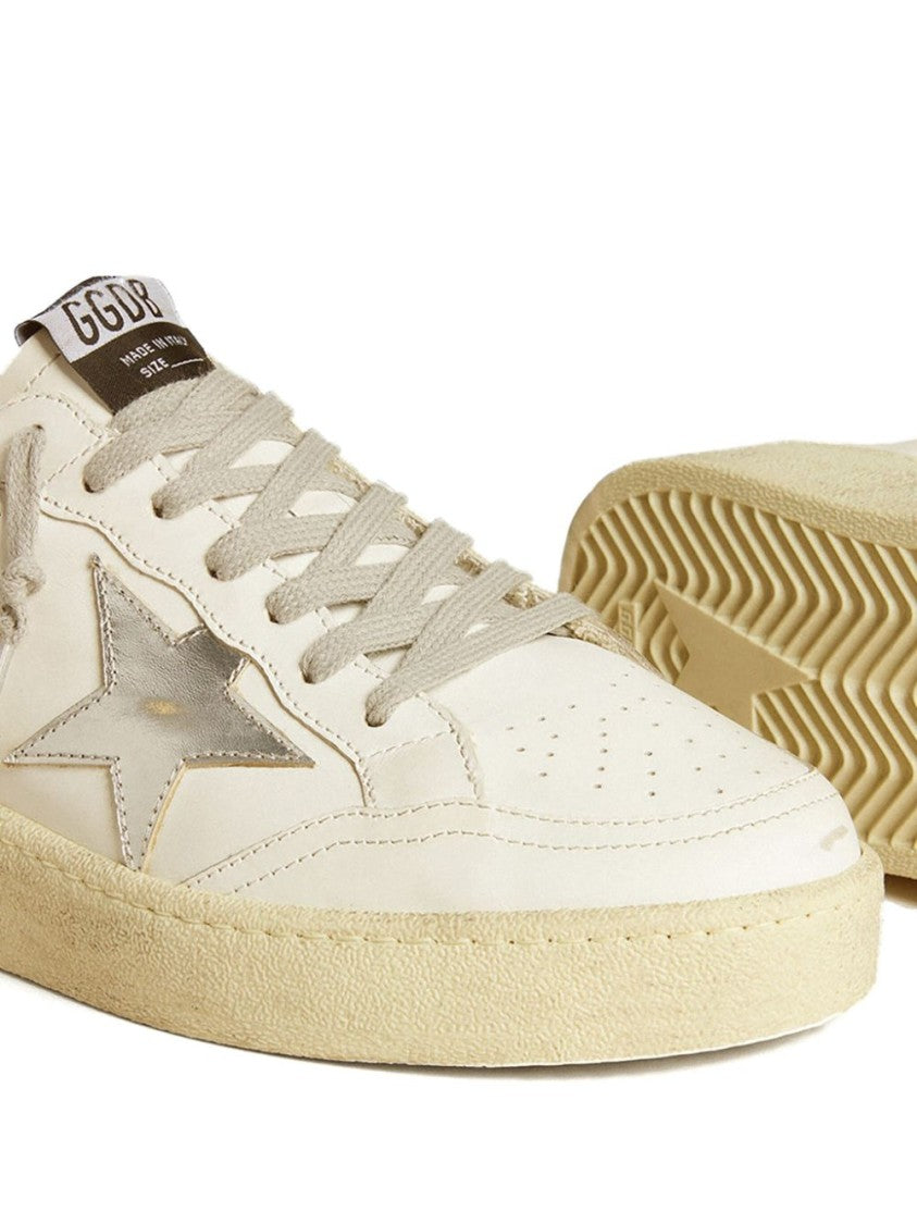 Golden Goose White/Silver-Tone Ball Star 2 Sneakers