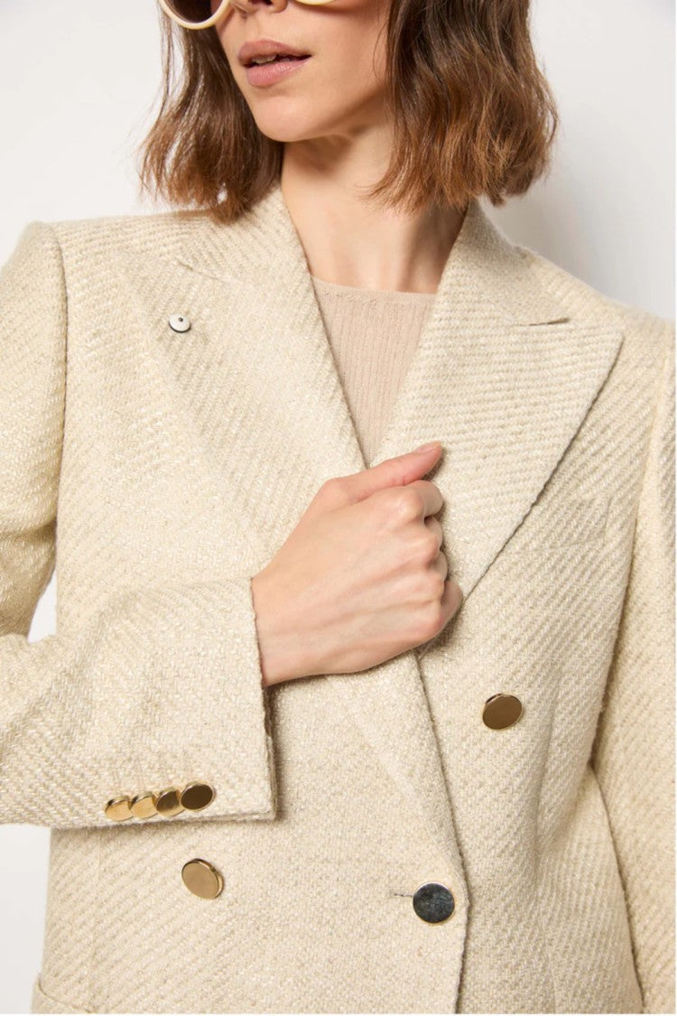 L.B.M. 1911 Double-Breasted Blazer In Viscose-Linen Blend