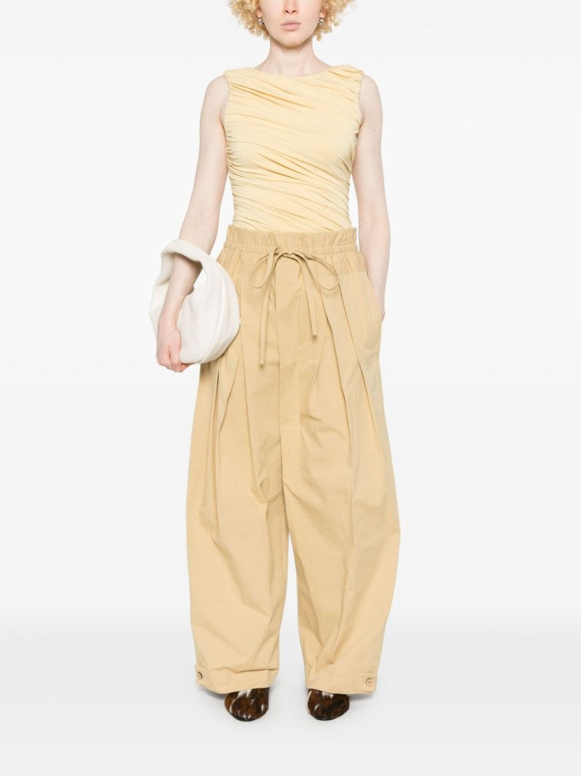 Abadia Draped Pastel Yellow Bamboo Rayon Bodysuit