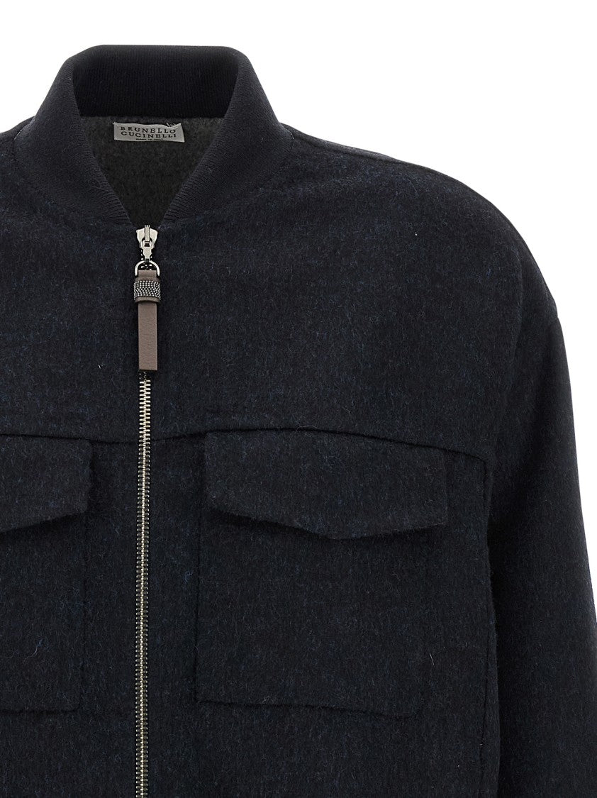 Brunello Cucinelli Shiny Zipper Pull' Bomber Jacket