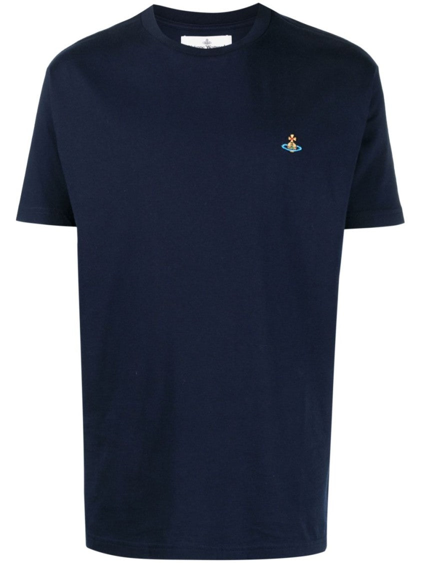 Vivienne Westwood Prussian Blue Organic Cotton T-Shirt With Signature Orb Logo