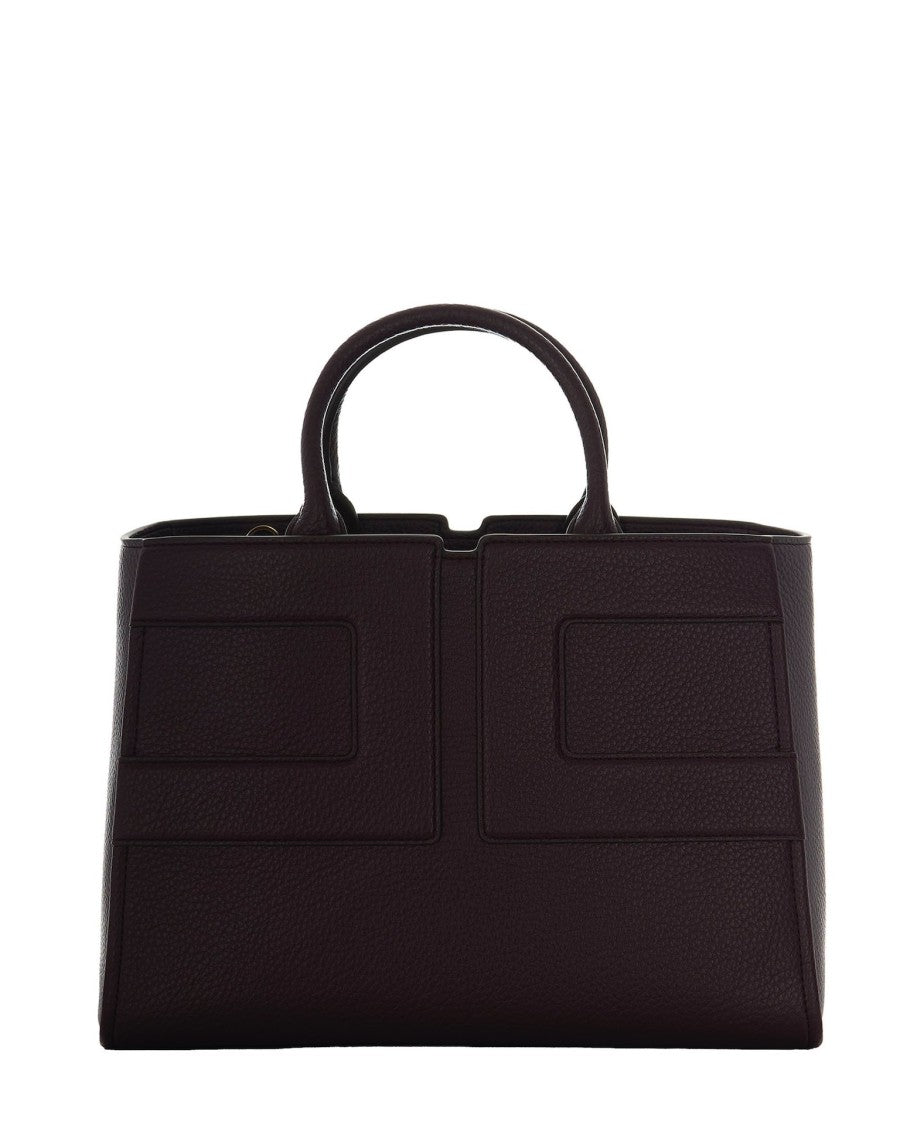 Elisabetta Franchi Medium Tote Bag With Embossed Logo Bordeaux