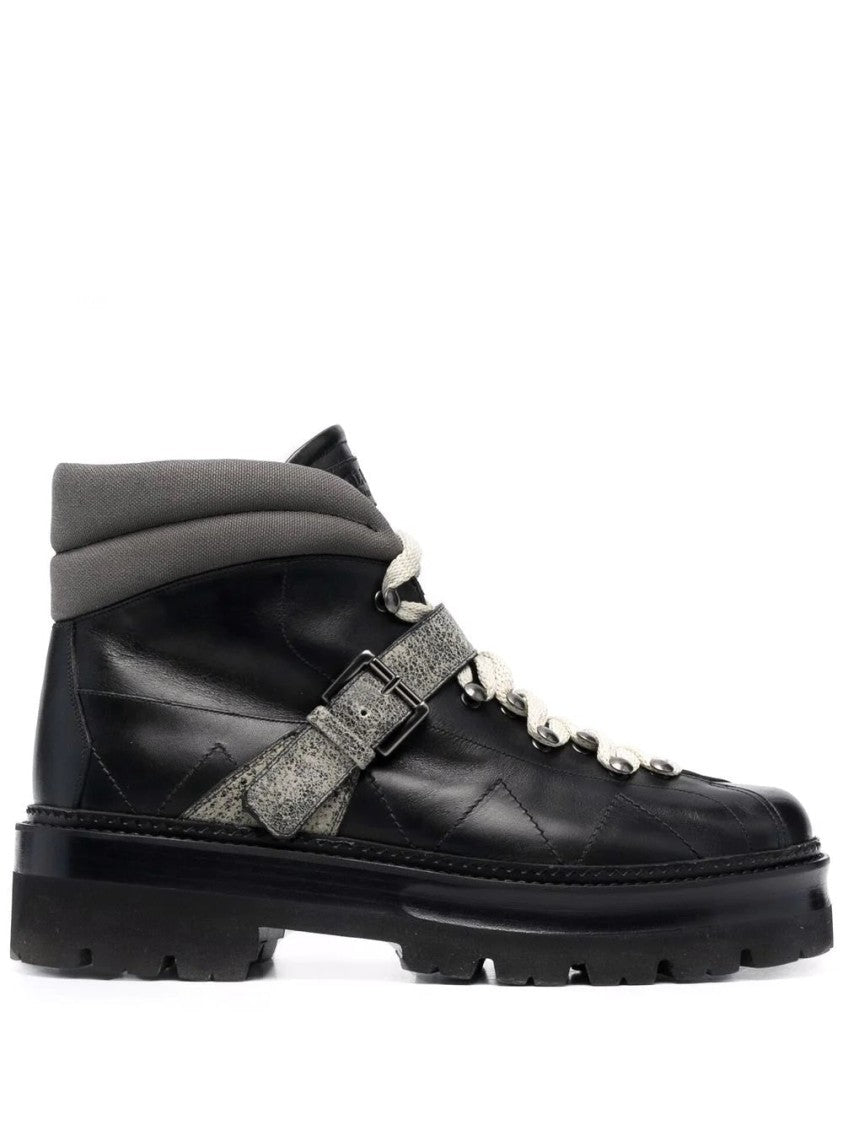 Bally Chunky Sole Black Cow Leather Ankle Boots With Padded Collar