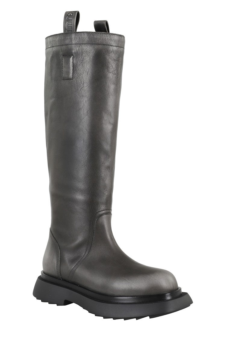 3Juin Tall Leather Boots With Rugged Sole