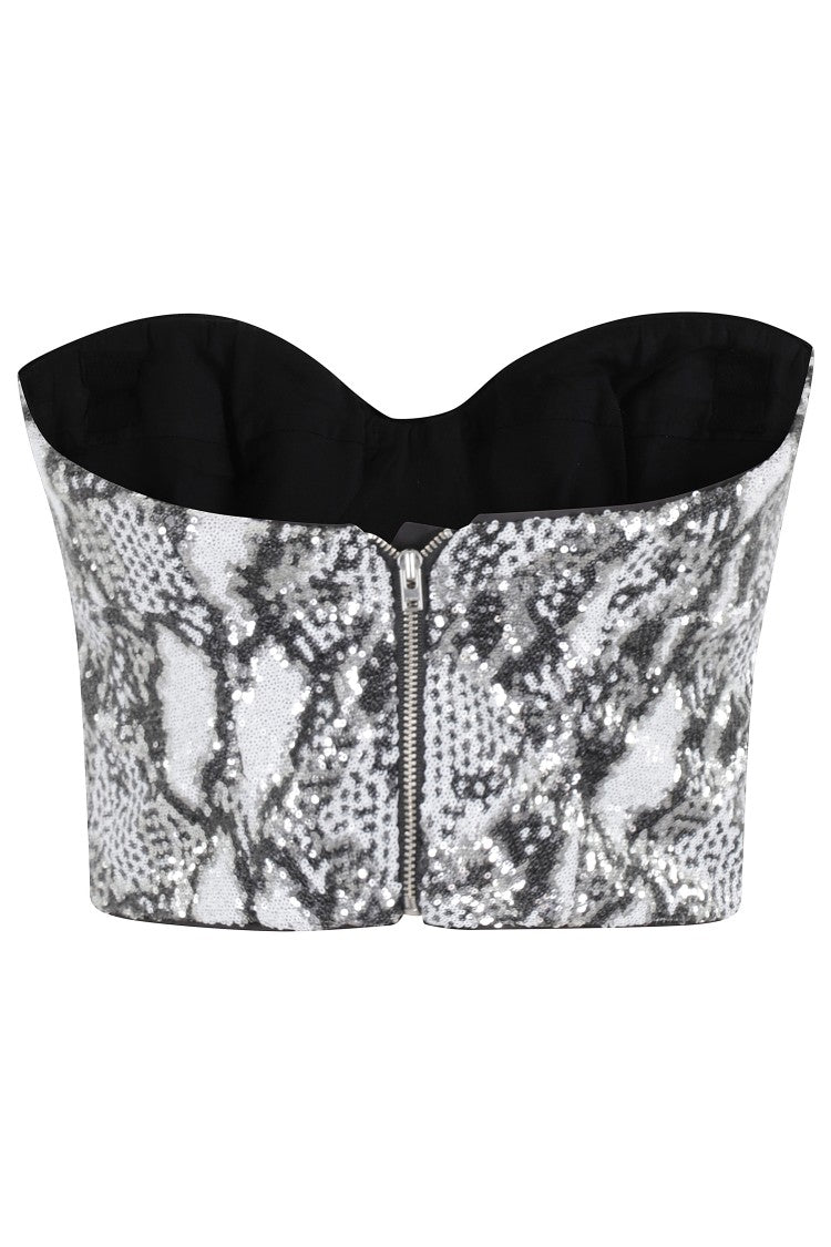 Iro Striking Sequin Bustier Top With Removable Straps