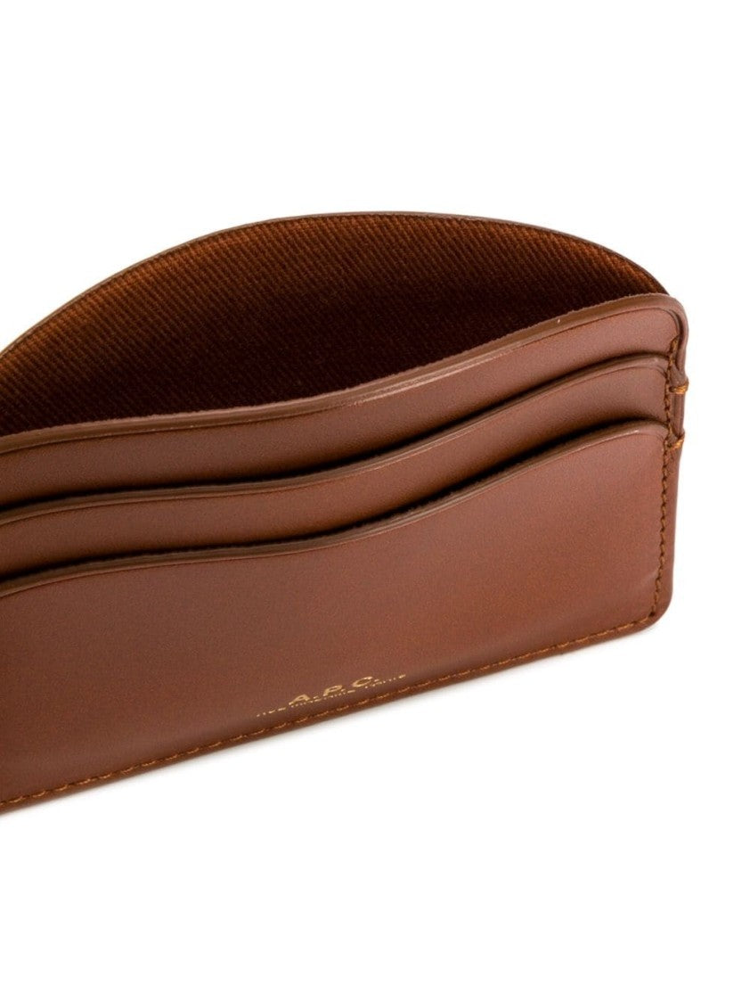A.P.C. Brown Half-Moon Card Holder With Refined Stitching