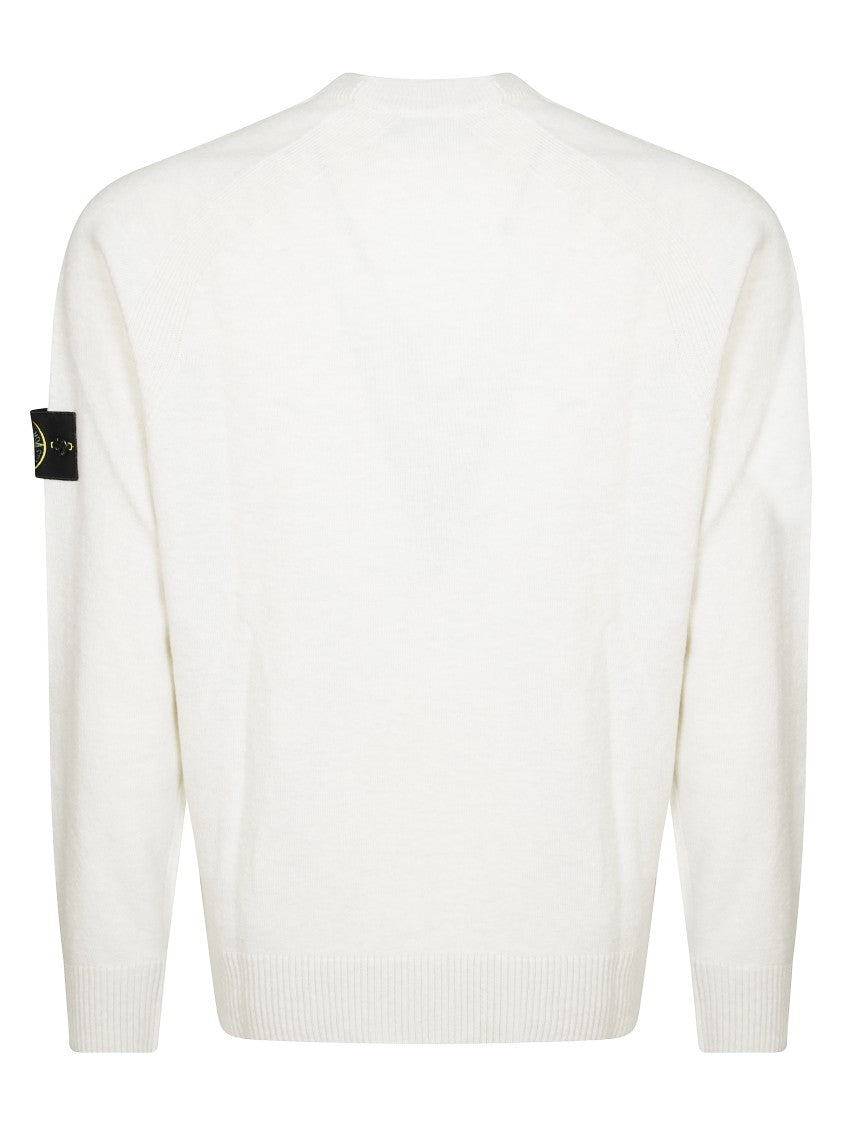 Stone Island Classic White Crew Neck Sweater