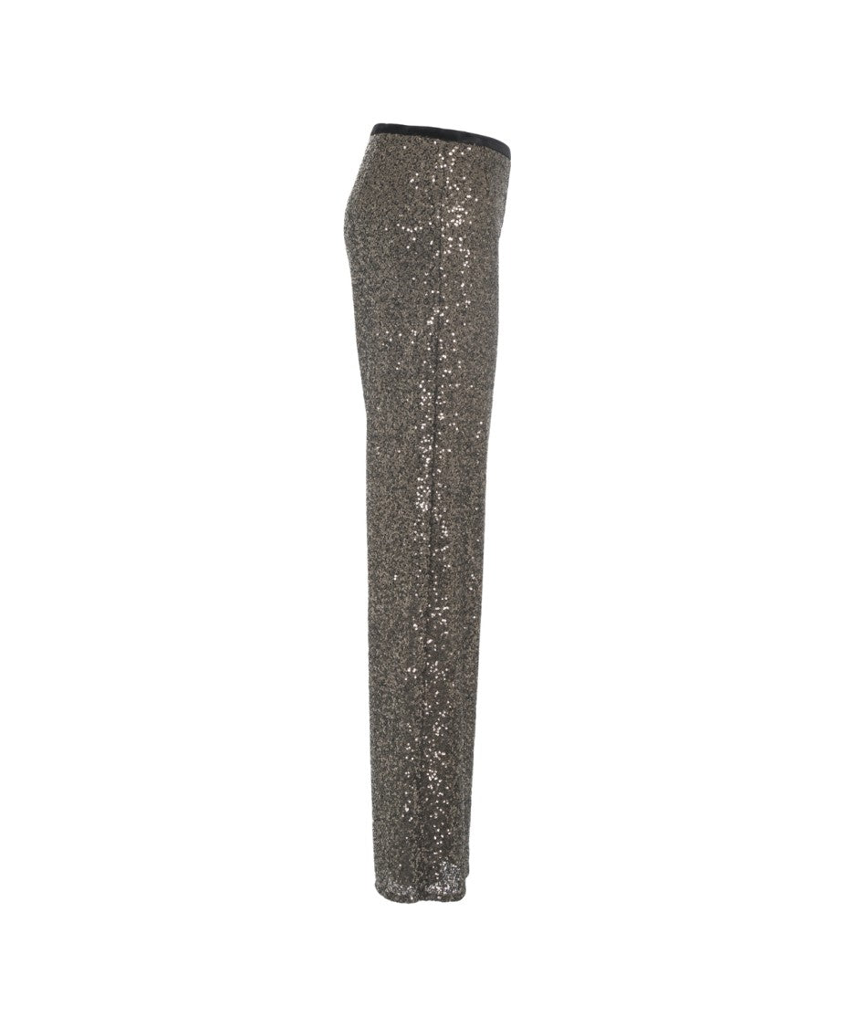 Gender Black Straight-Leg Trousers With All-Over Sequin Detailing