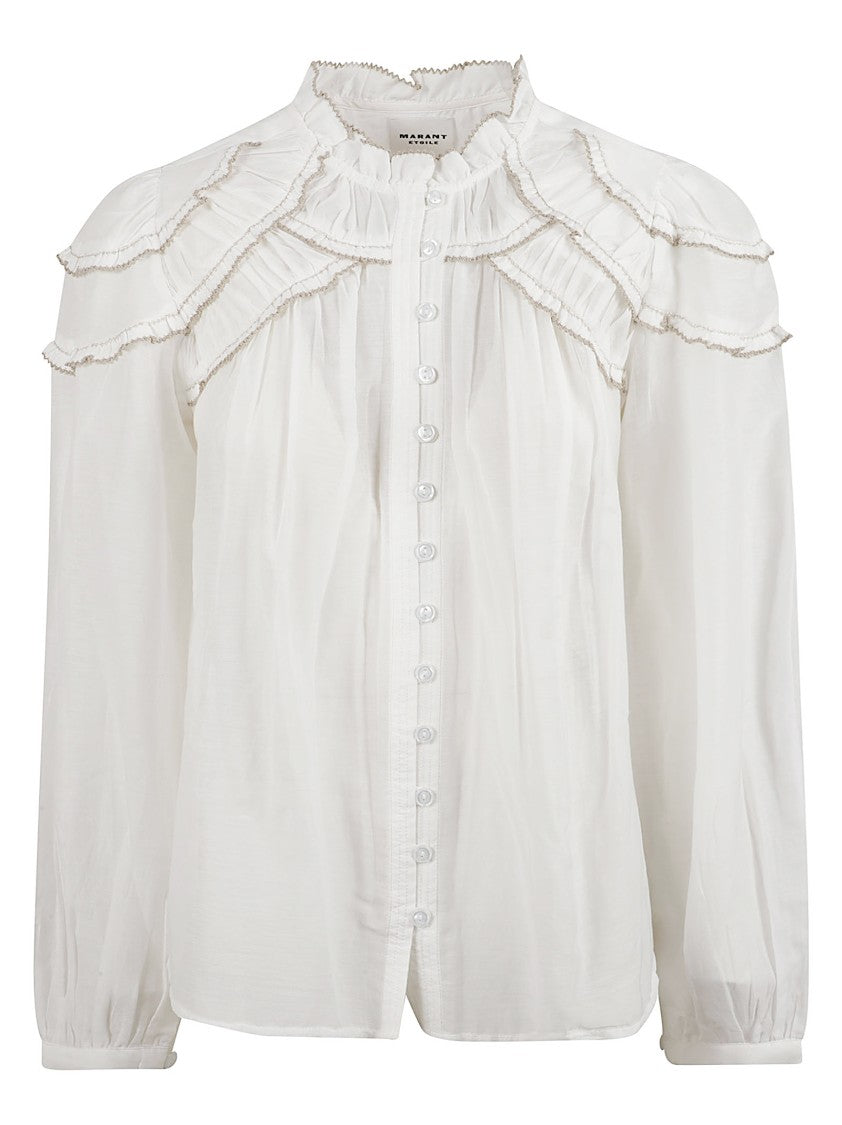 Isabel Marant Cotton Blend Ruffle Blouse