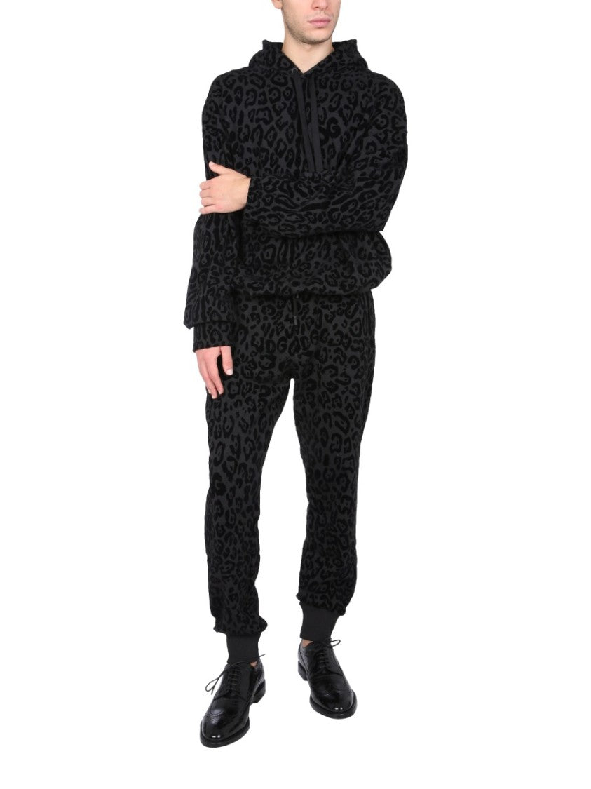 Dolce & Gabbana Leopard Print Hoodie With Adjustable Drawstring
